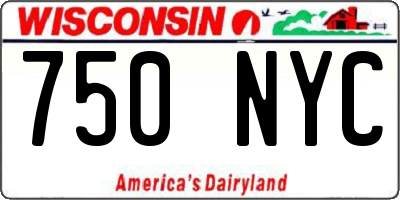 WI license plate 750NYC