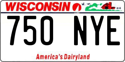 WI license plate 750NYE