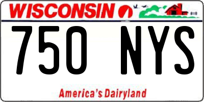 WI license plate 750NYS
