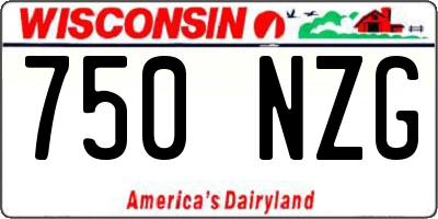 WI license plate 750NZG