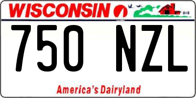 WI license plate 750NZL