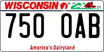 WI license plate 750OAB