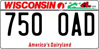 WI license plate 750OAD