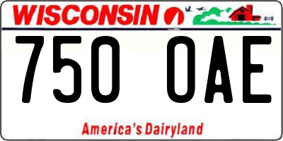 WI license plate 750OAE