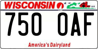 WI license plate 750OAF