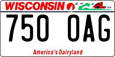 WI license plate 750OAG