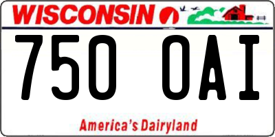 WI license plate 750OAI