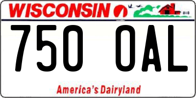 WI license plate 750OAL