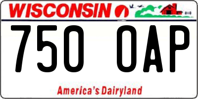 WI license plate 750OAP