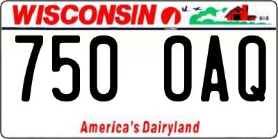 WI license plate 750OAQ
