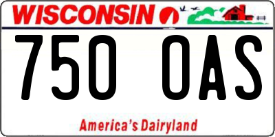 WI license plate 750OAS