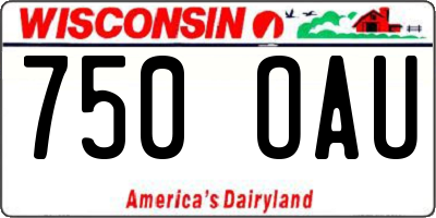 WI license plate 750OAU