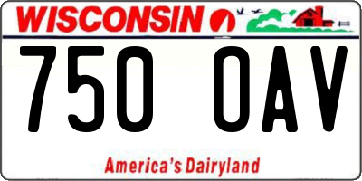 WI license plate 750OAV