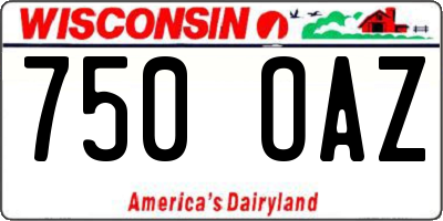 WI license plate 750OAZ
