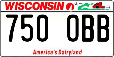 WI license plate 750OBB