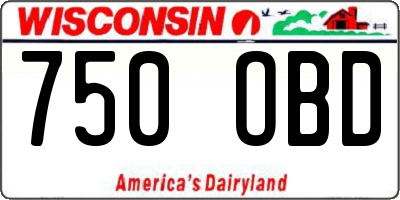 WI license plate 750OBD
