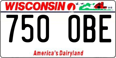 WI license plate 750OBE