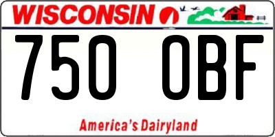 WI license plate 750OBF