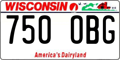 WI license plate 750OBG
