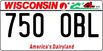 WI license plate 750OBL