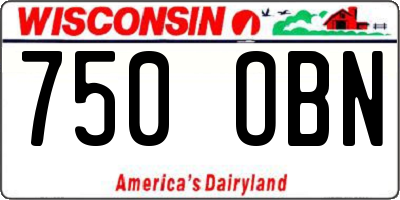 WI license plate 750OBN