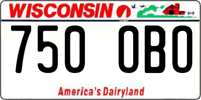 WI license plate 750OBO