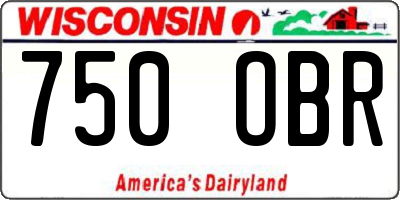 WI license plate 750OBR