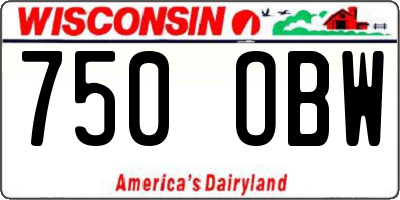 WI license plate 750OBW