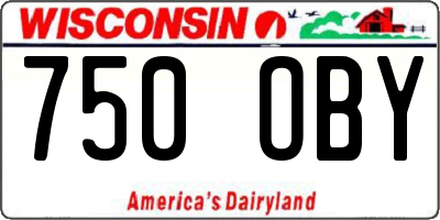 WI license plate 750OBY