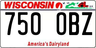 WI license plate 750OBZ
