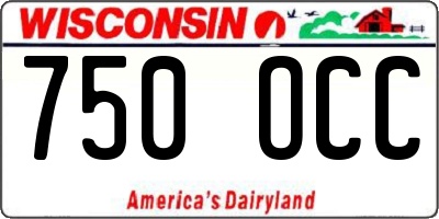 WI license plate 750OCC
