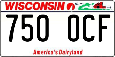 WI license plate 750OCF