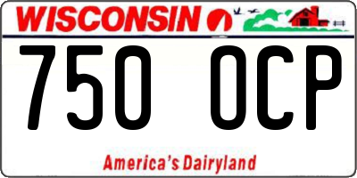 WI license plate 750OCP