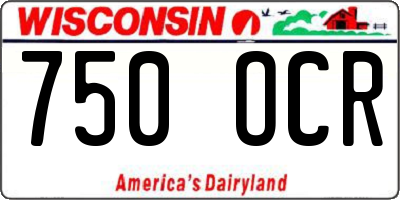 WI license plate 750OCR