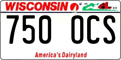 WI license plate 750OCS