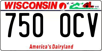 WI license plate 750OCV