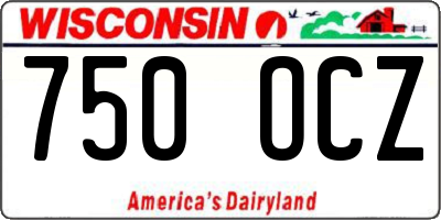 WI license plate 750OCZ