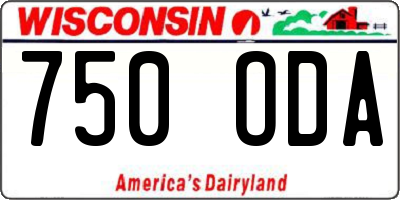 WI license plate 750ODA