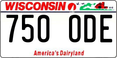 WI license plate 750ODE