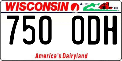 WI license plate 750ODH