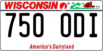 WI license plate 750ODI