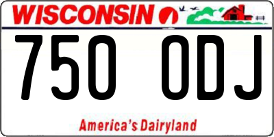 WI license plate 750ODJ