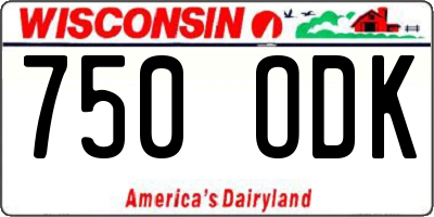 WI license plate 750ODK