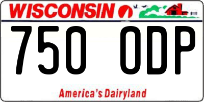 WI license plate 750ODP