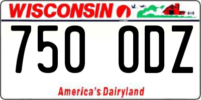 WI license plate 750ODZ