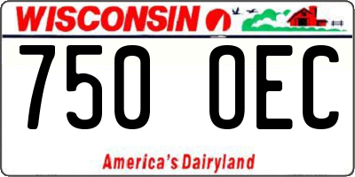 WI license plate 750OEC
