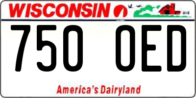 WI license plate 750OED