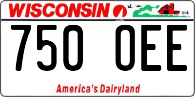 WI license plate 750OEE