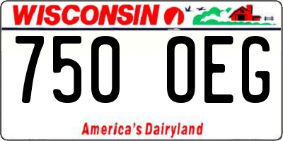 WI license plate 750OEG