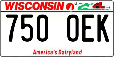 WI license plate 750OEK